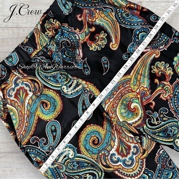 J.Crew 2 piece black silk paisley top + matching pull on pants *shop@iamwarrior - Picture 9 of 12